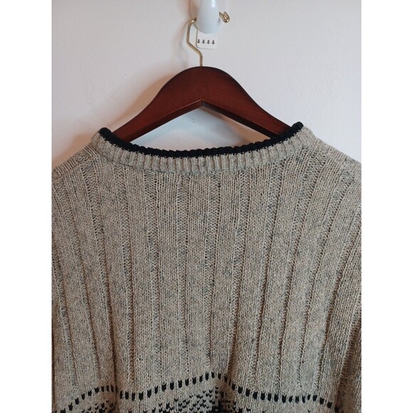 Northern Isles Pullover Wool Blend Sweater L Fair Isle Nordic Tan Knit Cardigan - Picture 6 of 8